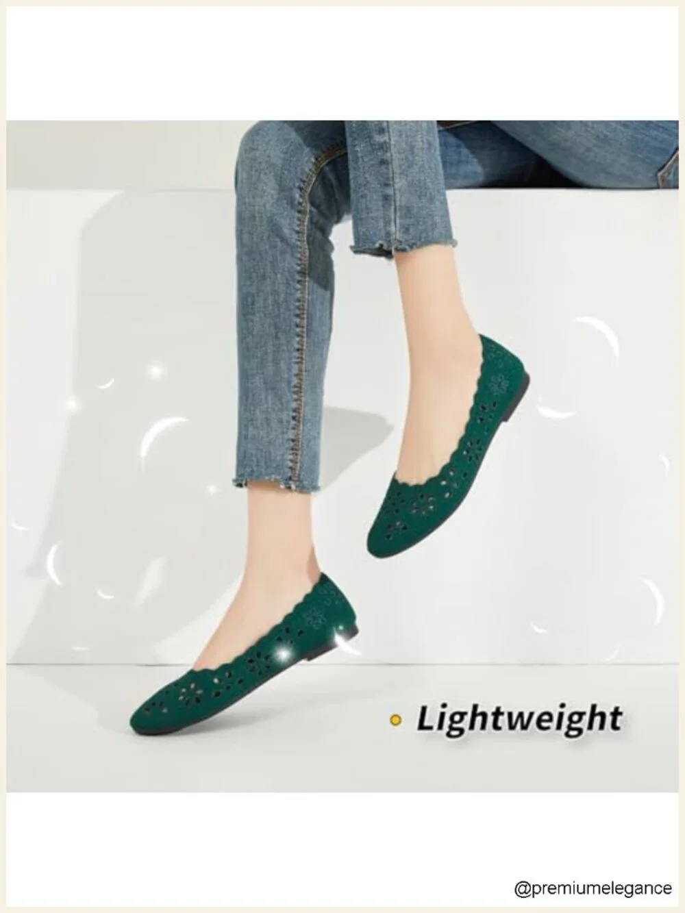 Mesh Ballet Flats with Flower Eyelets, Slip On Walking Flats